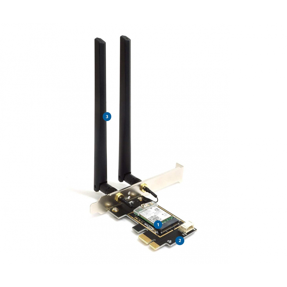 Alfa Wi-Fi 6E PCIe karte ar dipola antenu